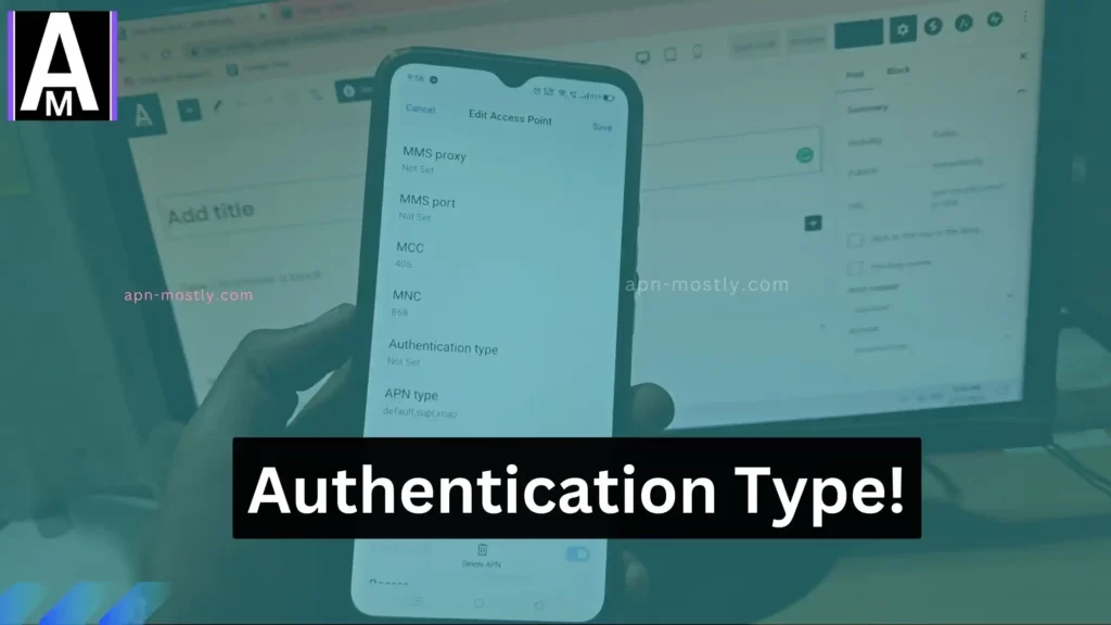 authentication type text with its background of apn