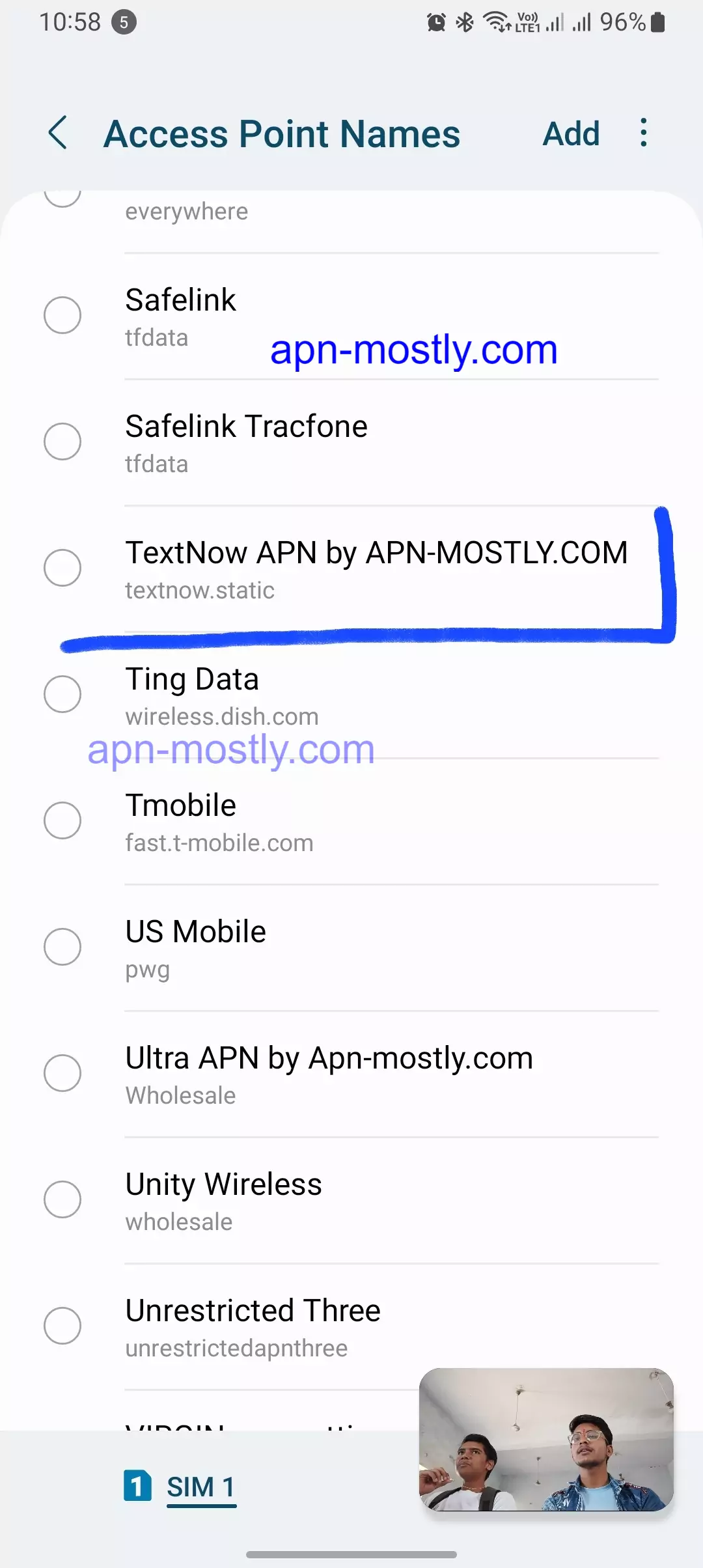 screenshot of textnow internet changing