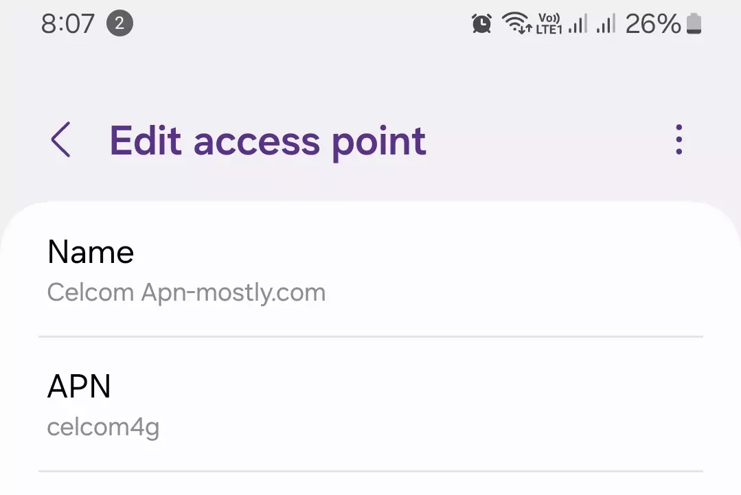 edit access point of celom internet apn