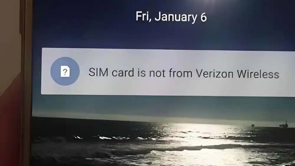 screenshot of SIM Card Not from Verizon Wireless cropped
