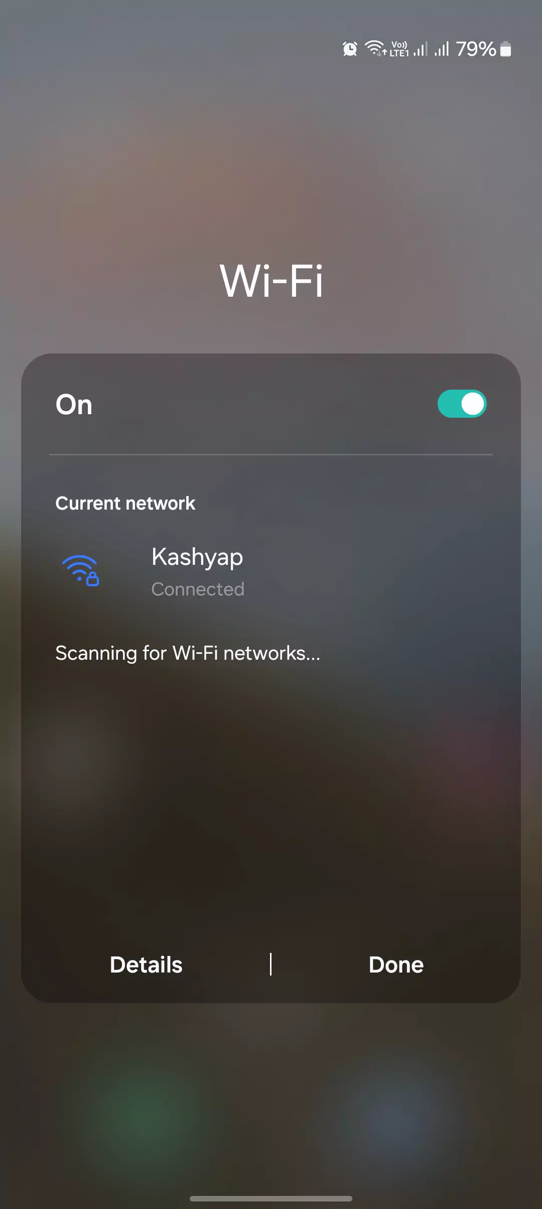 screenshot of android connected with my wifi but no internet