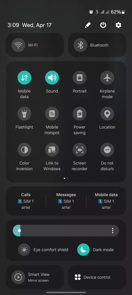 screenshot of using GPRS mobile data on andorid