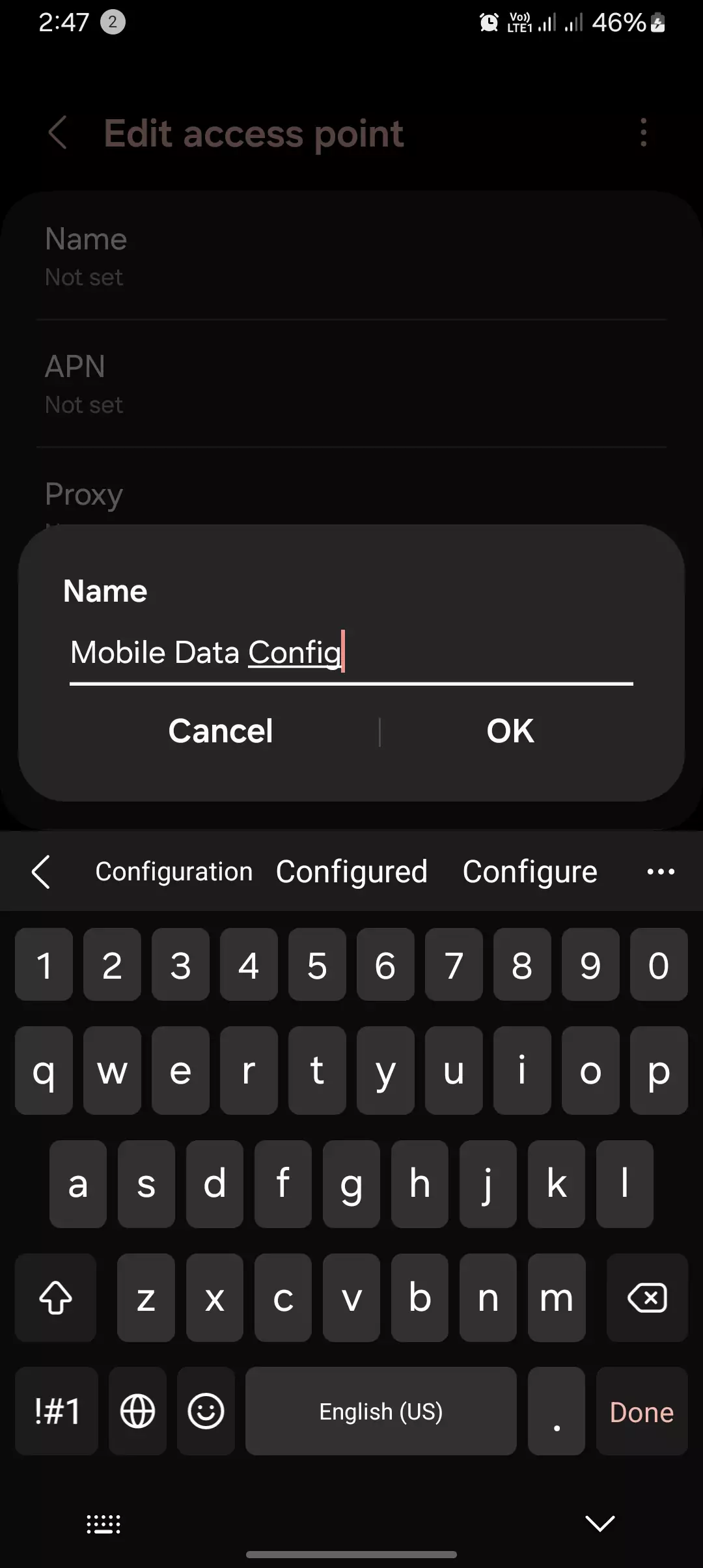 naming the mobile data config screenshot