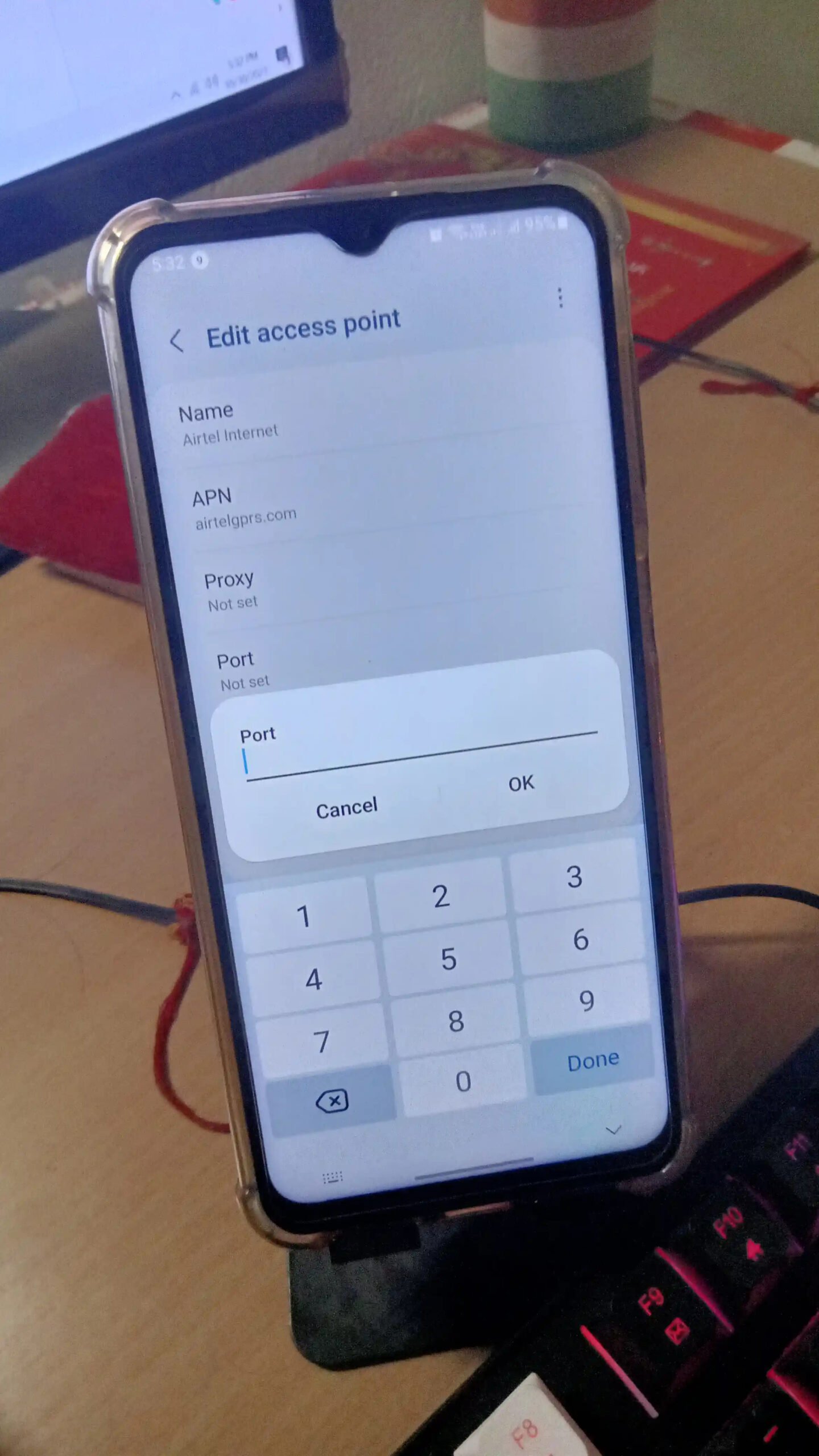 Editing APN port settings