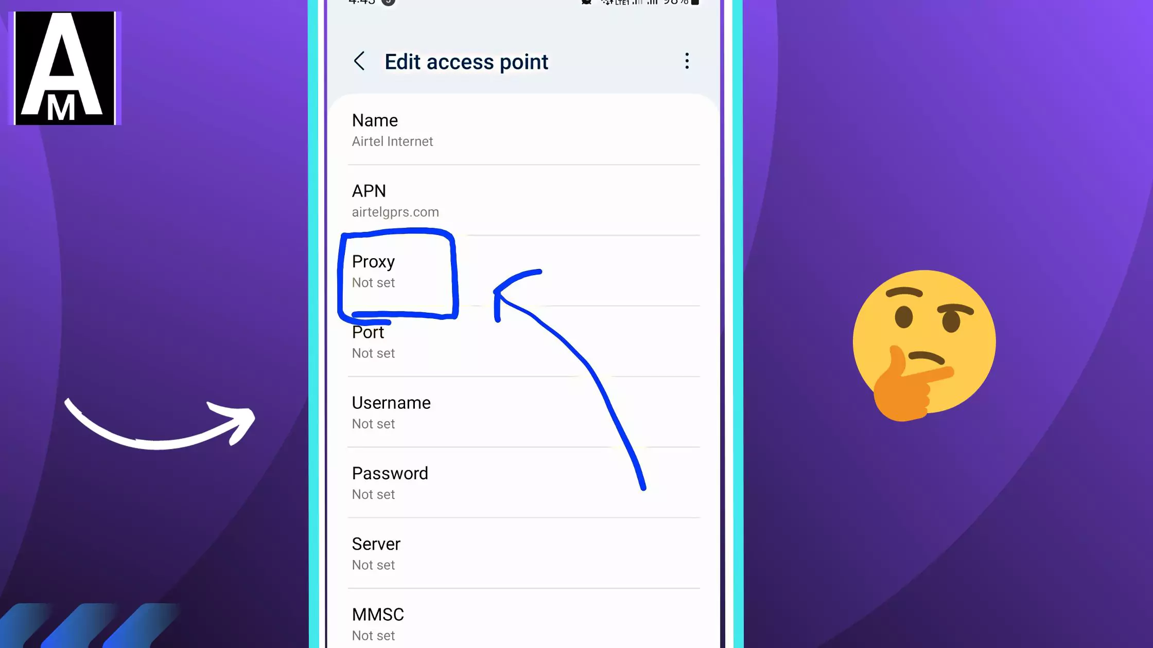 proxy from the APN highlighted with emojis