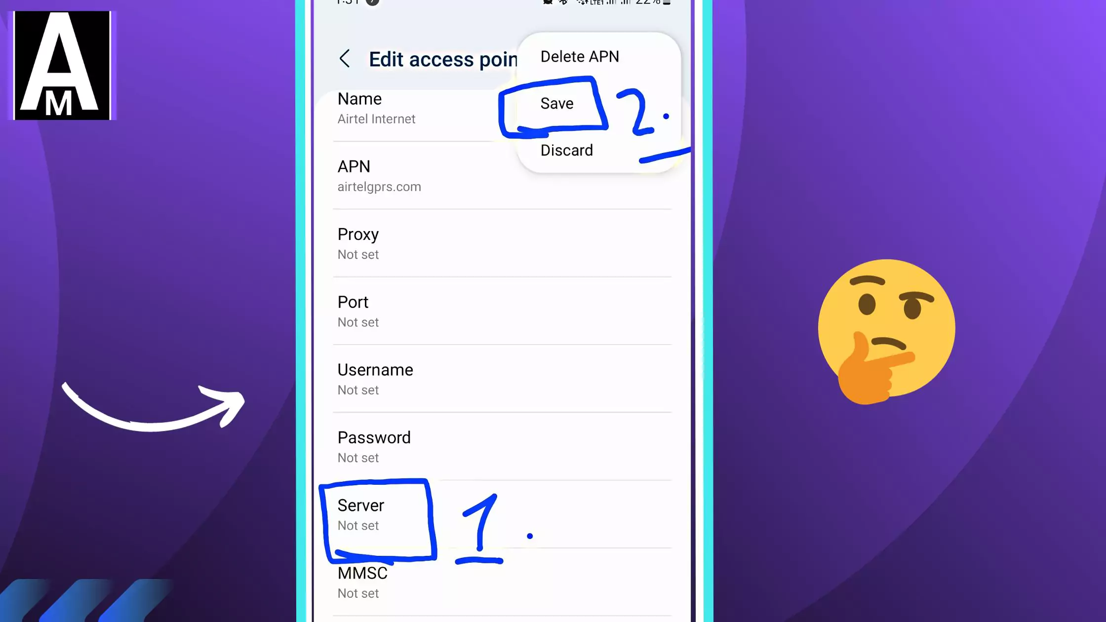 emoji with arrowed server screenshot from access point name