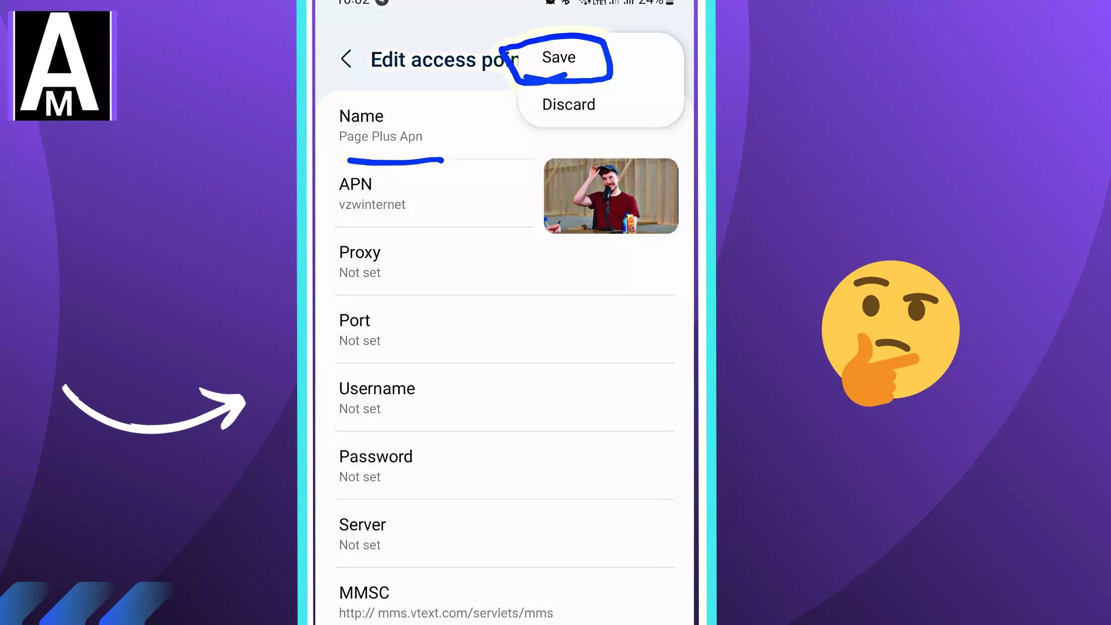 emoji with screenshot of saving the page plus access point name