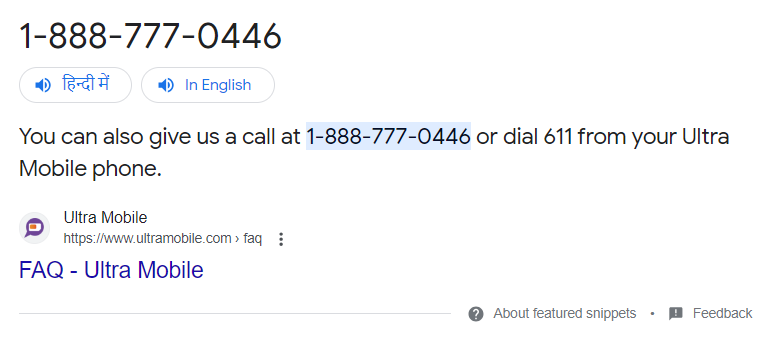 ultra mobile contact for APN