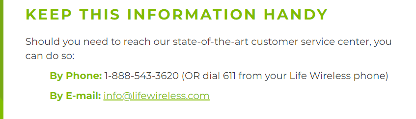 lifewireless contact screenshot