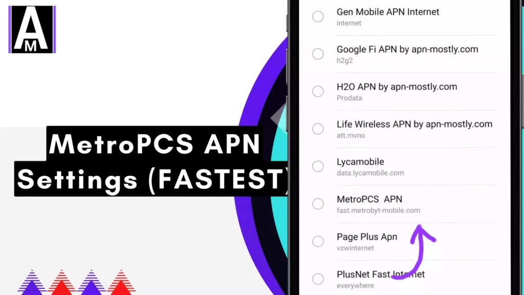 screenshot of metropcs apn with overlay text fastest