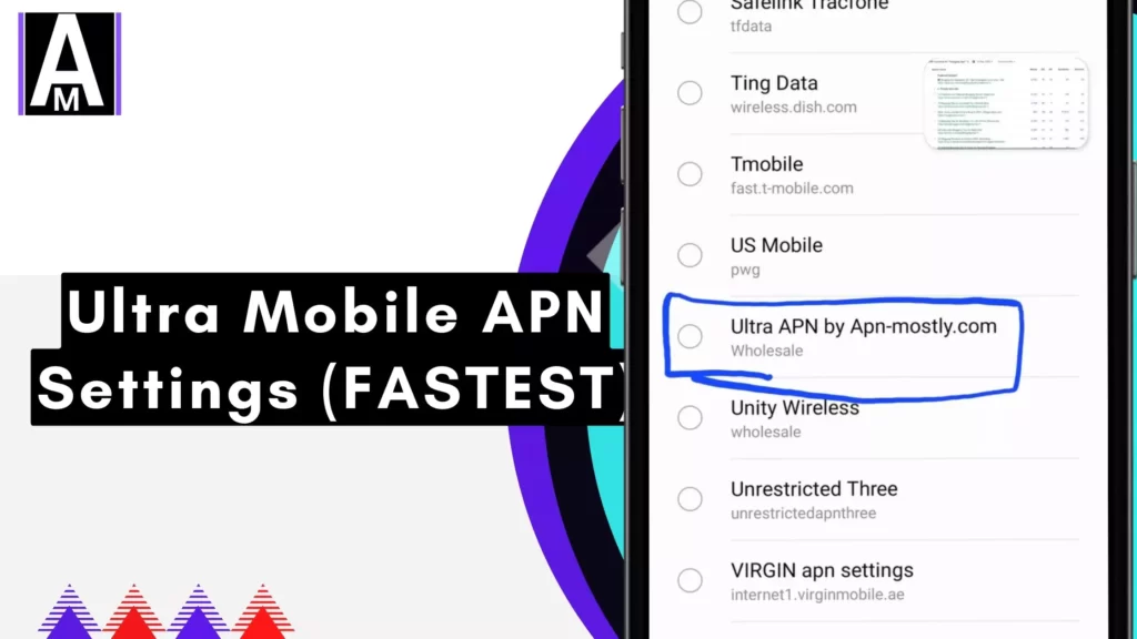 screenshot of ultra mobile apn with overlay text fastest