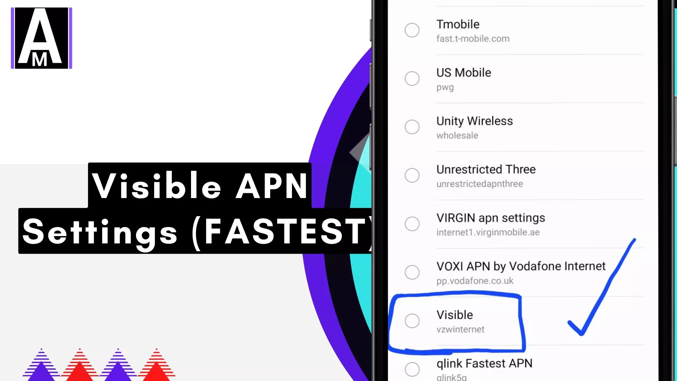 screenshot of visible apn with overlay text fastest