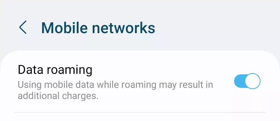 cropped of data roaming of turned onn