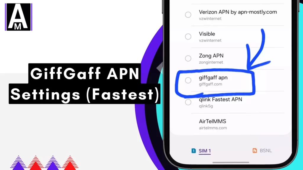 giffgaff apn with overlay text on device
