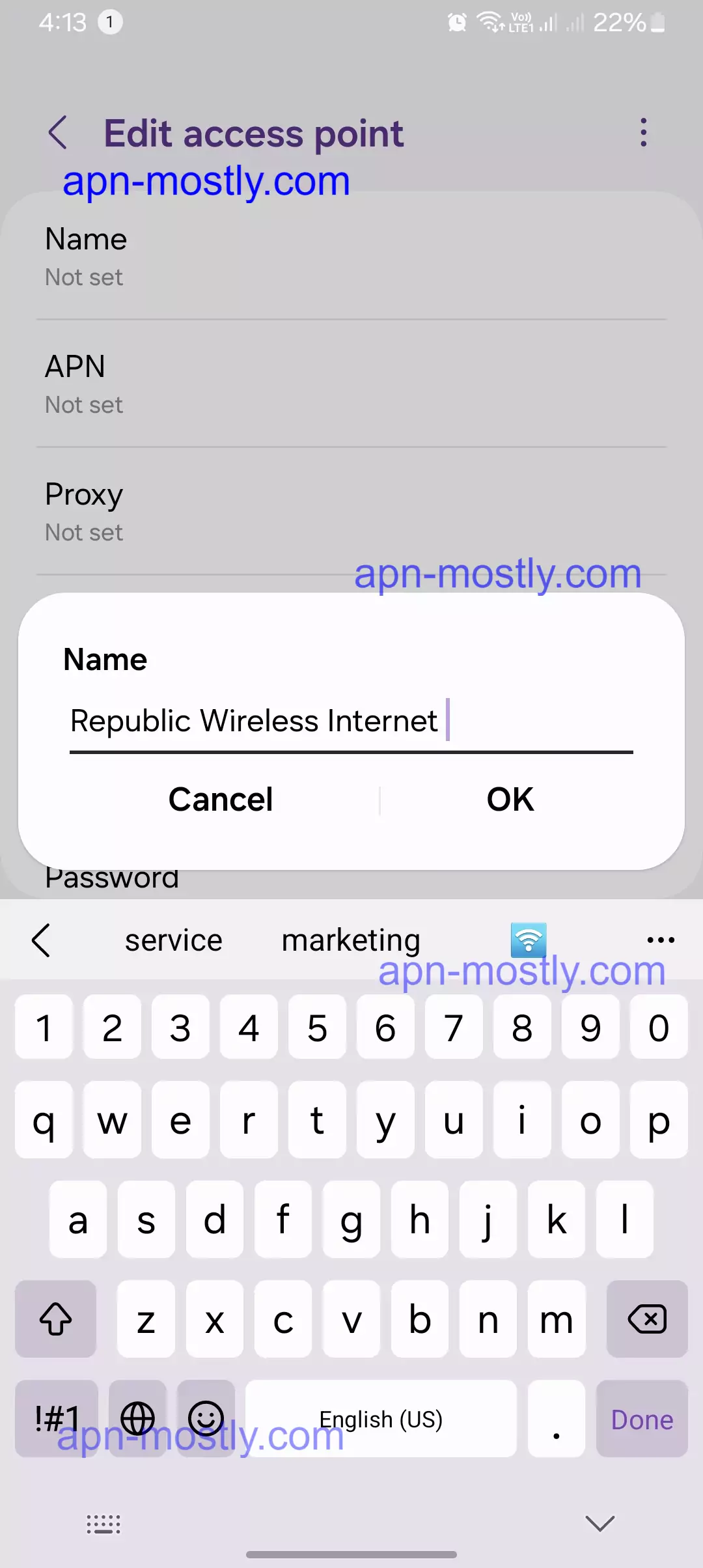 naming the internet configuration for republic wireless