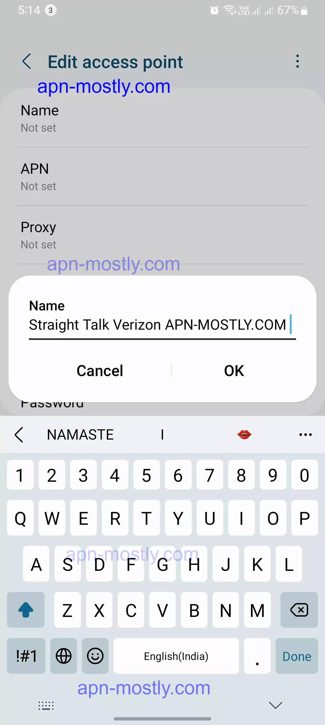 naming the internet settings