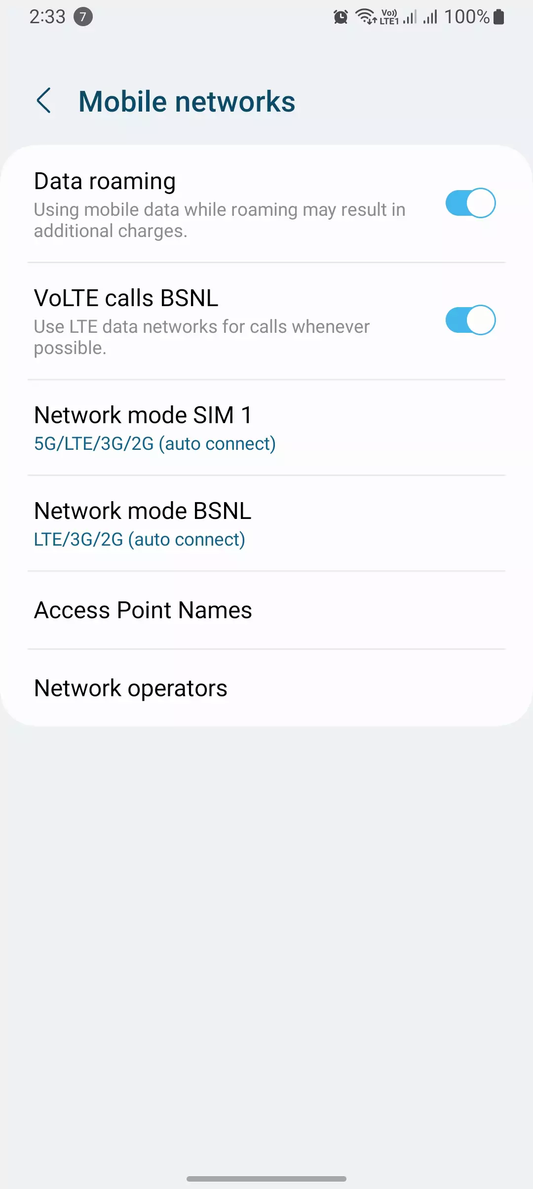 mobile network settings screenshot