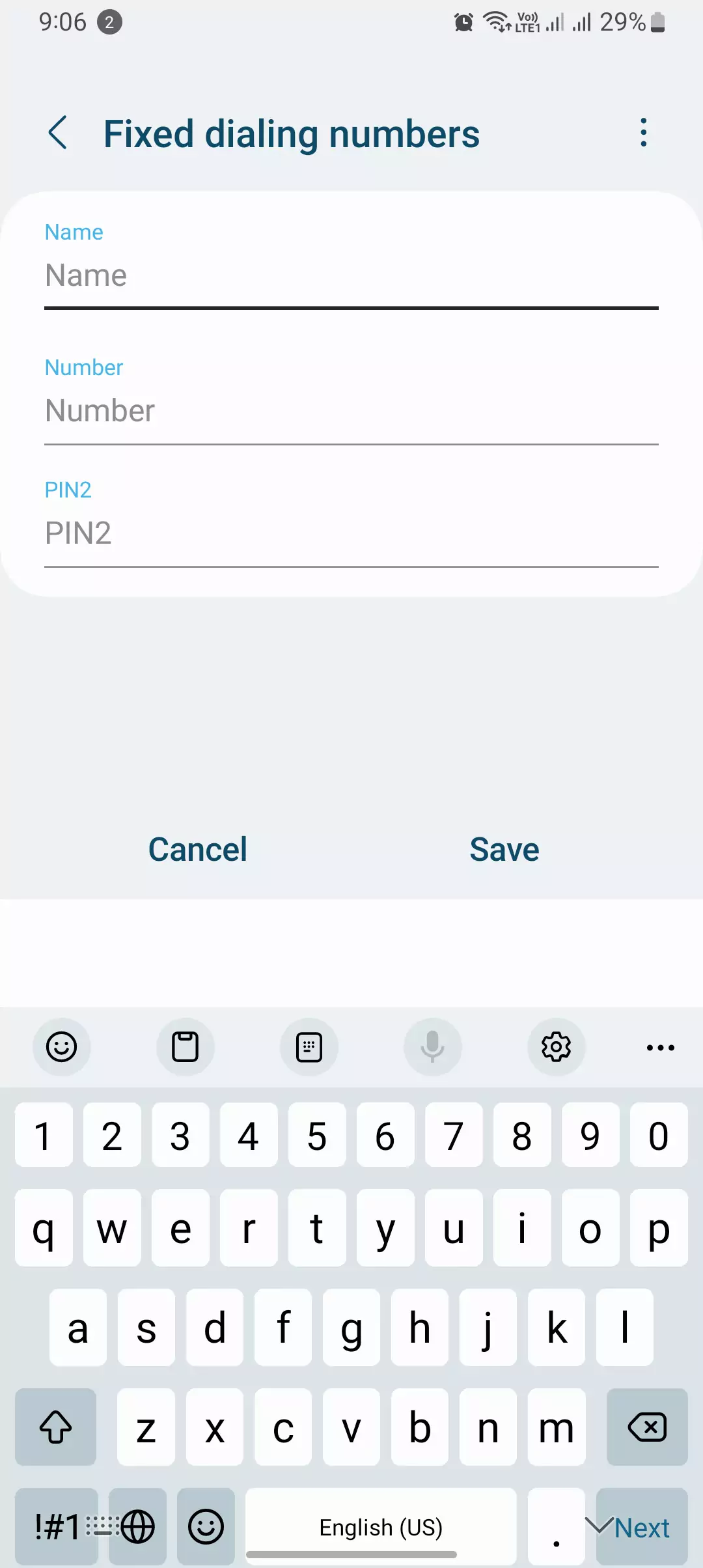 adding a fixed dialing numbers