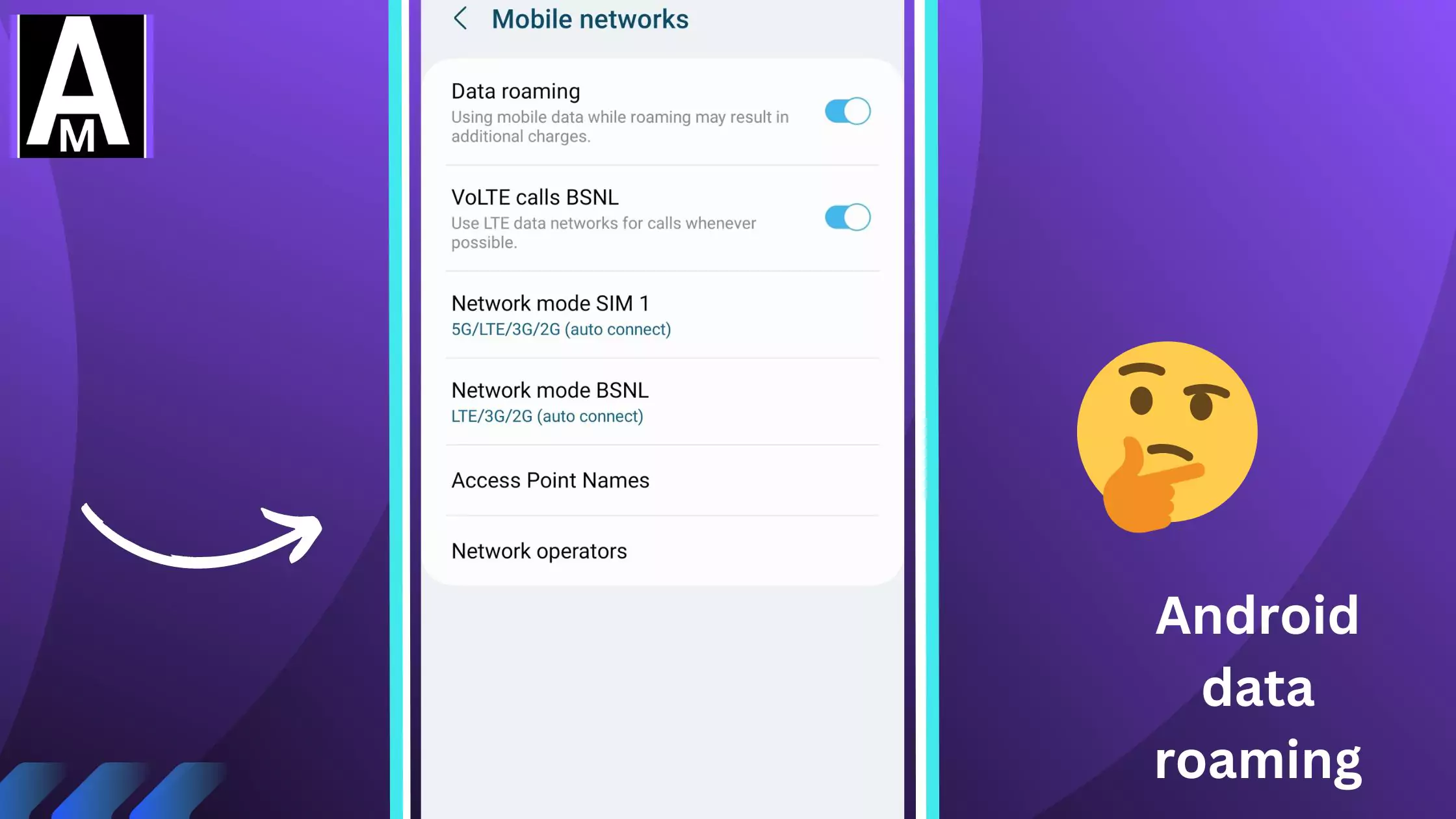 screenshot of data roaming with thinking emoji