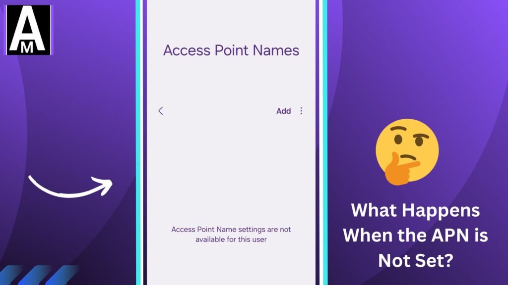 screenshot of no apn set with overlay text What Happens When the APN is Not Set and emoji