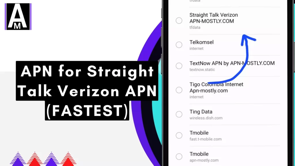 screenshot of straight talk Verizon apn with overlay text
