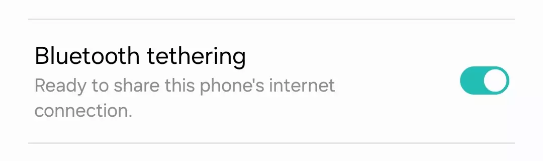 screenshot of turned on bluetooth tethering
