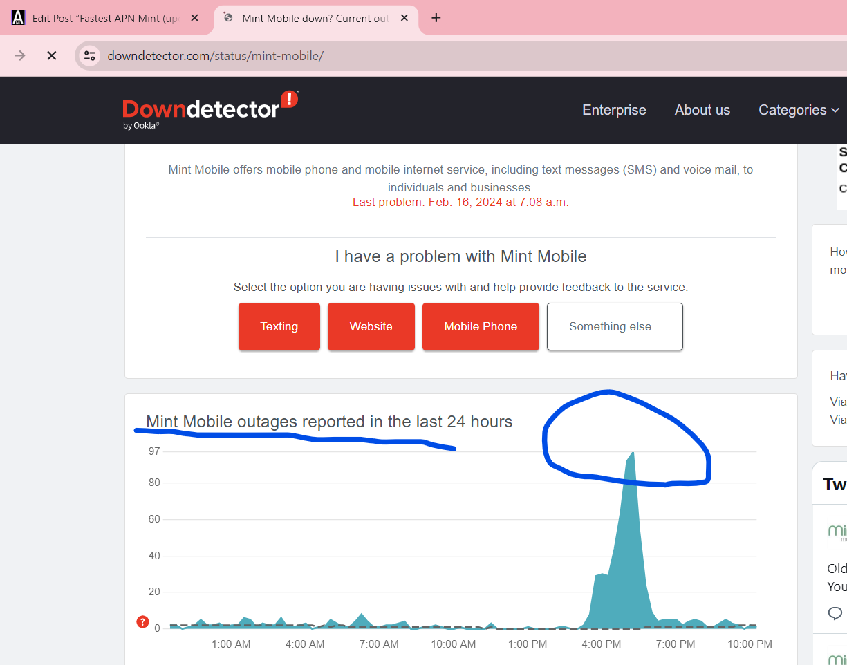 mintmobile outages from downdetector