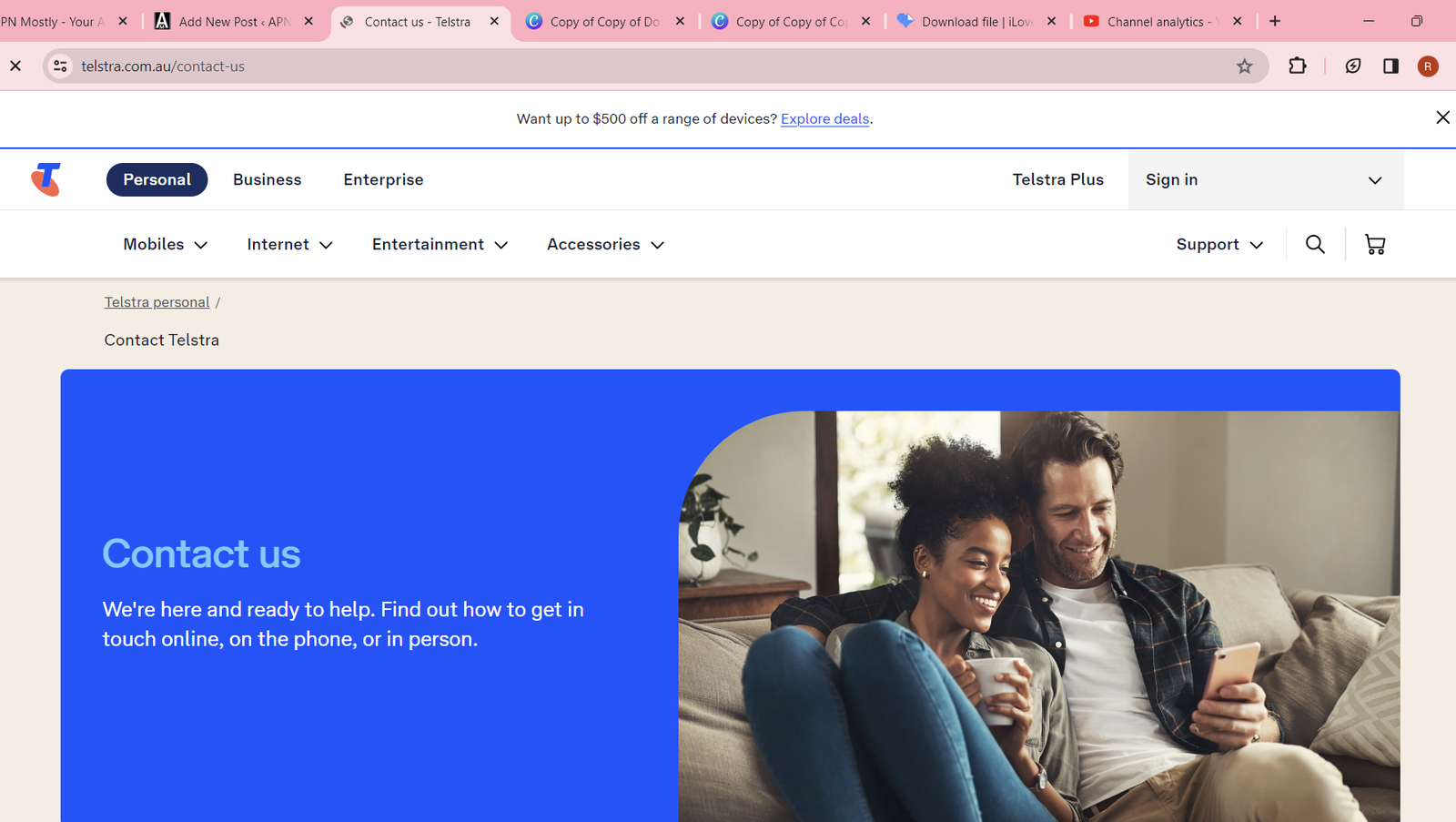 contact us page for telstra from https://www.telstra.com.au/contact-us