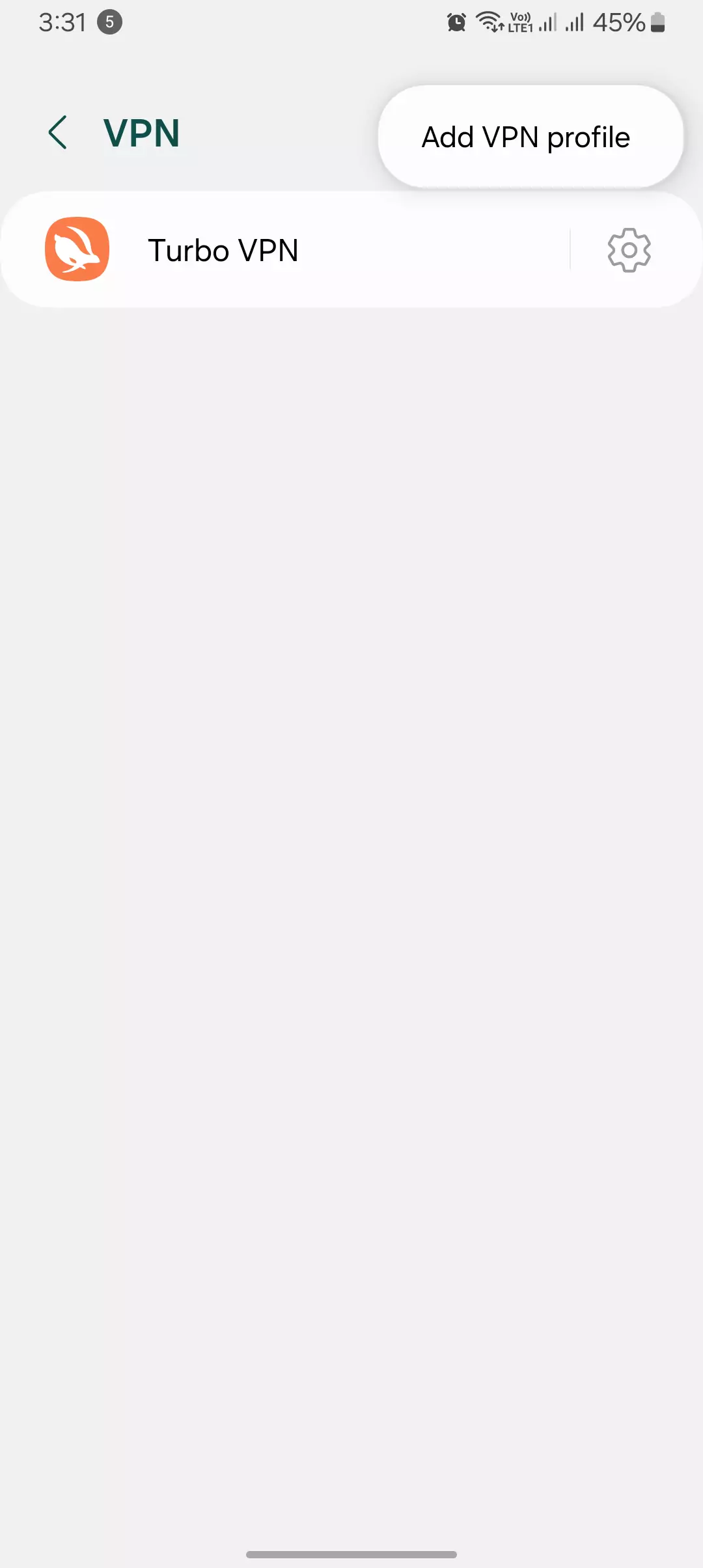 screenshot of VPN and add VPN profile