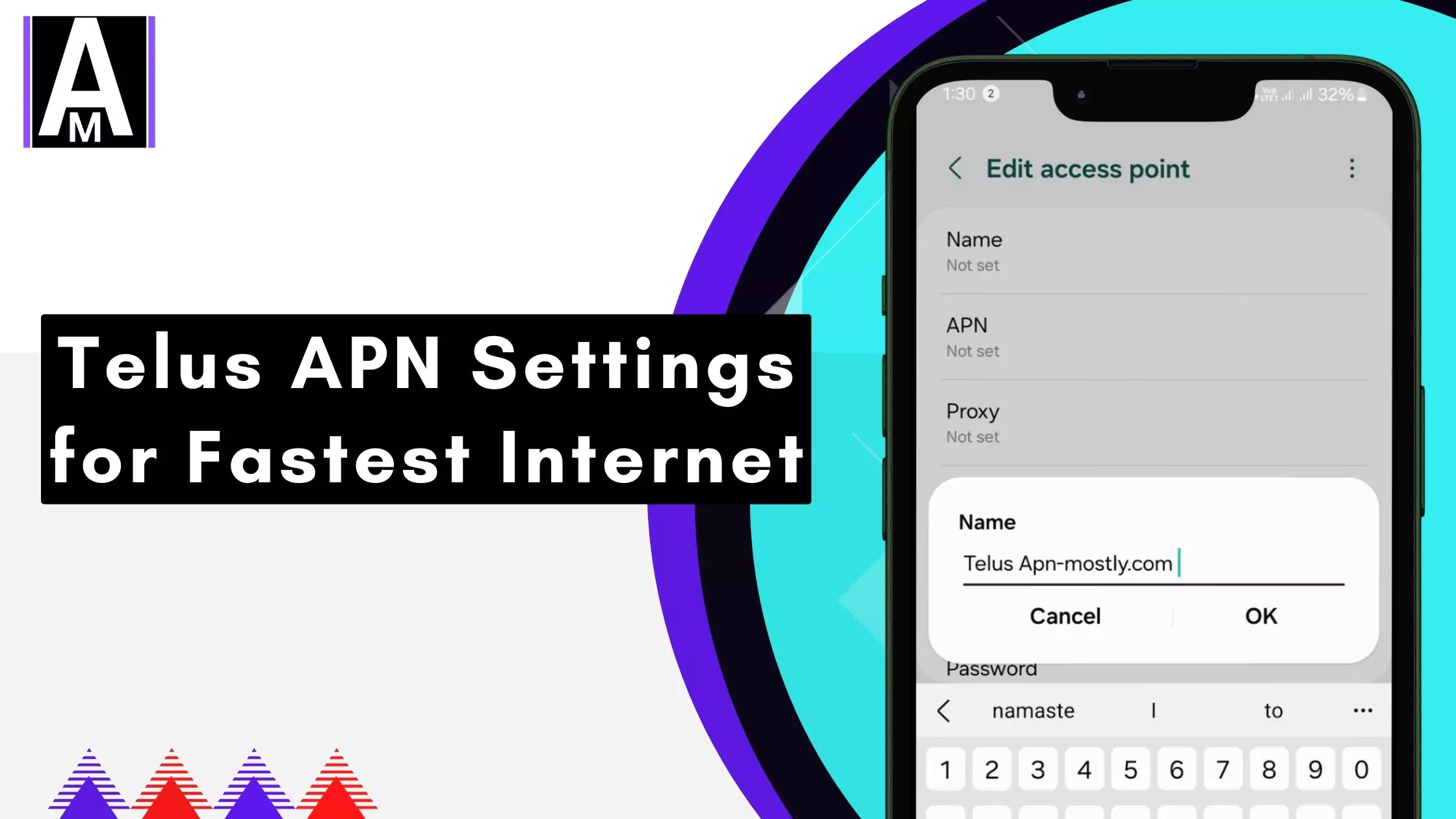 screenshot of telus apn with overlay text fastest for internet