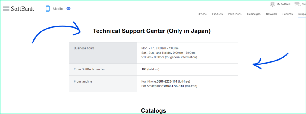 softBank technical cutomer number in image