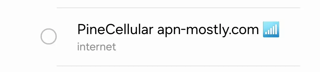 cropped screenshot of pinecellular apn