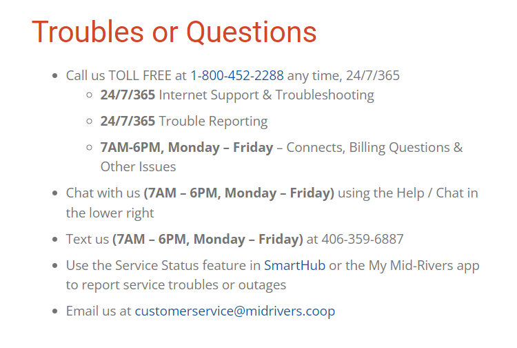 mid rivers contact us page screenshot of mobile numbers