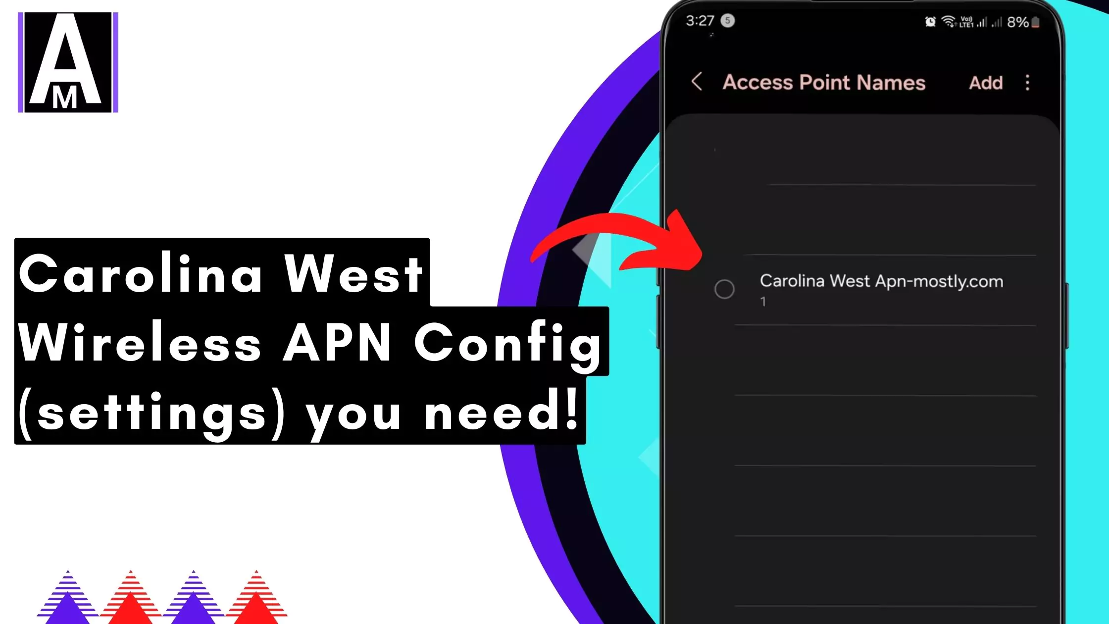 screenshot of access point name with carolina west internet configuration