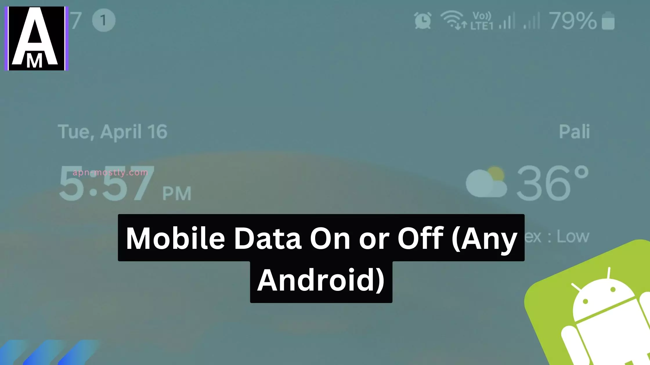screenshot of mobile data being turned on with overlay text how to do it
