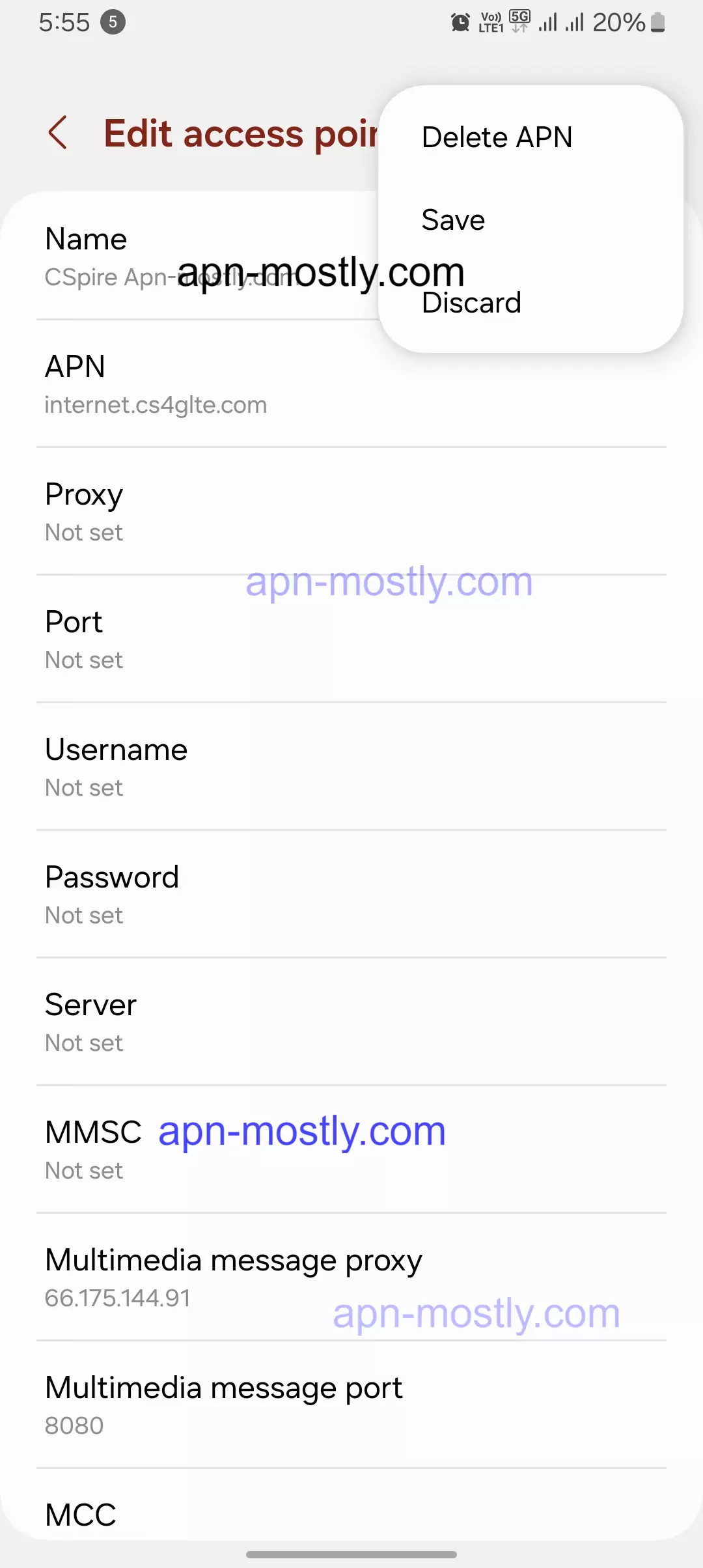 screenshot of saving the cspire