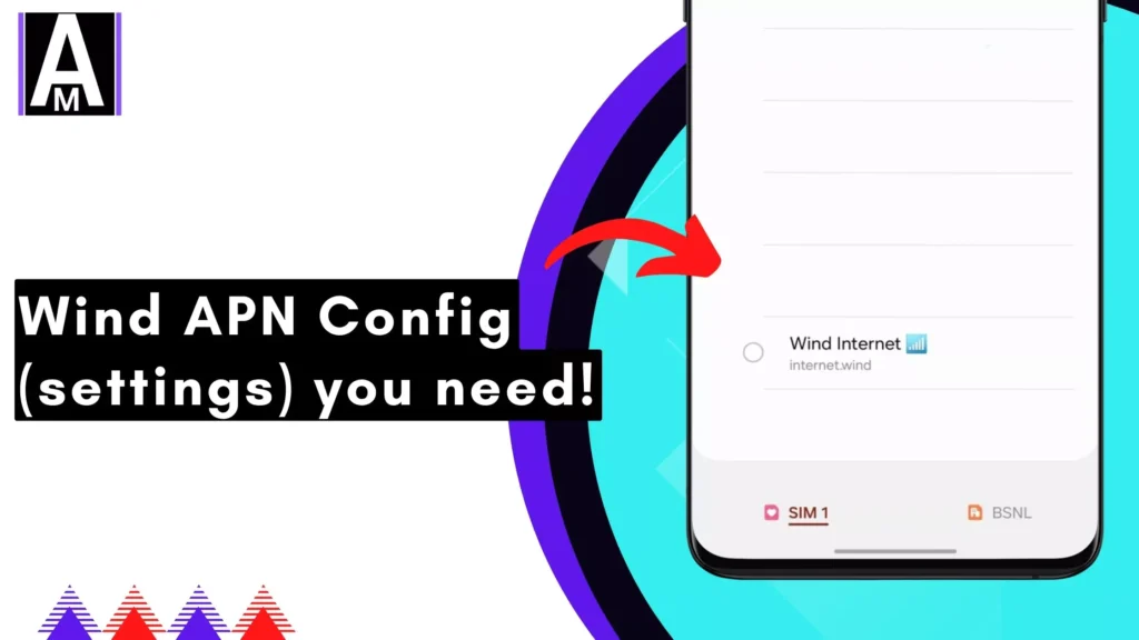 screenshot of wind internet with overlay text wind apn config