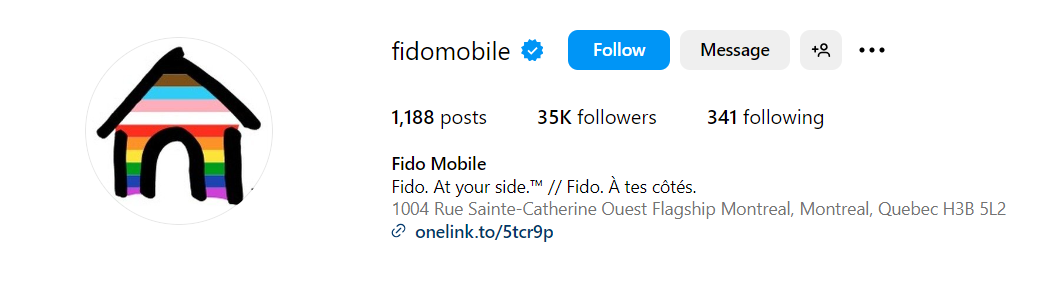 screenshot of fido Instagram page