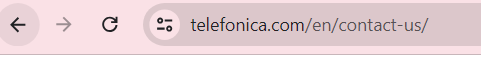 screenshot of telefonica contact us page url
