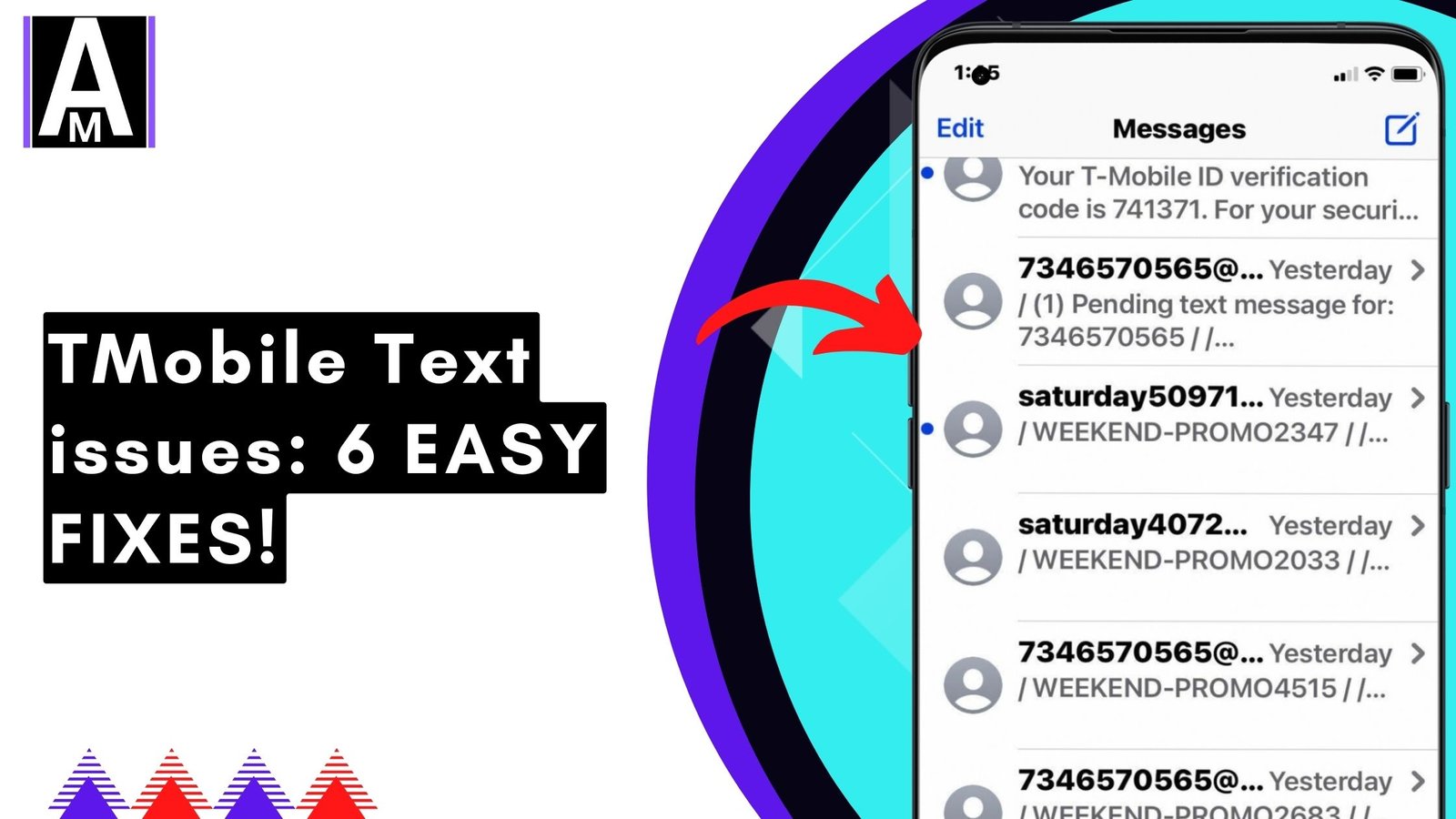 screenshot of TMobile Not Sending or Receiving texts with overlay text to fix it