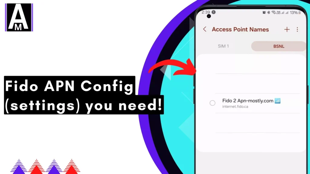 screenshot of fido apn with overlay text internet settings fastest