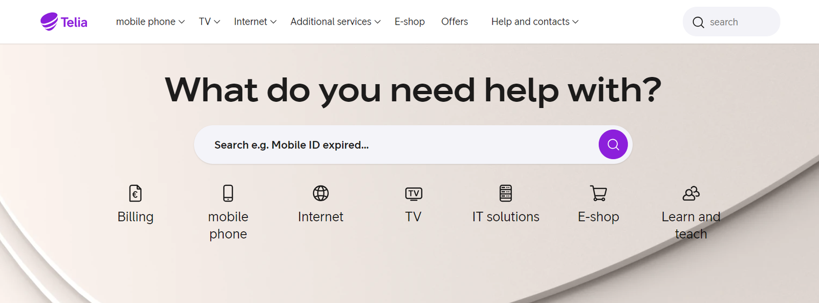 screenshot of telia contact