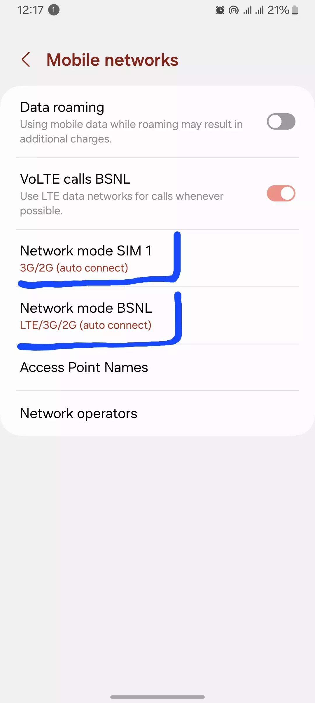 screenshot of Switch Between 5G, 4G, 3G, 2G Network Types