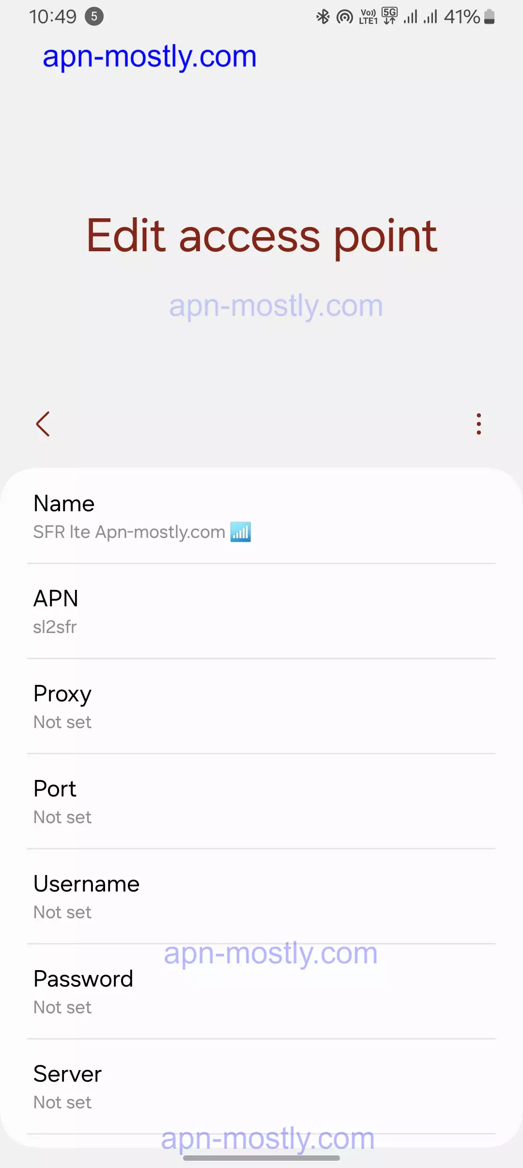 screenshot of edit access point names for the SFR