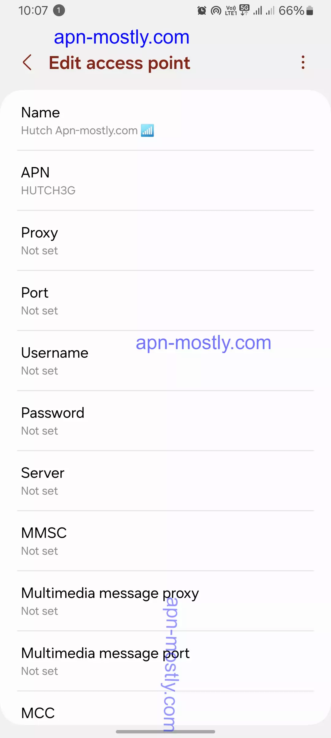 screenshot of editing access point name for hutch