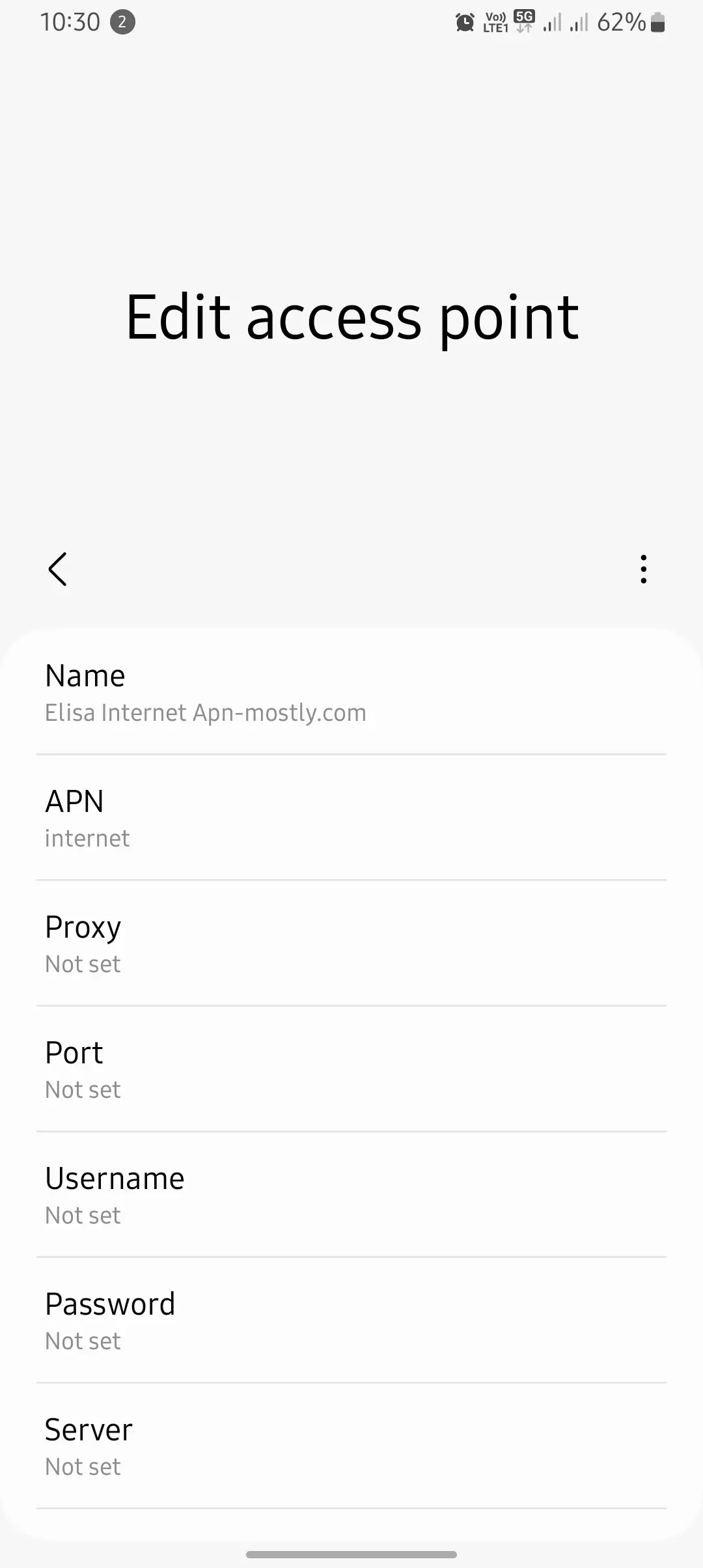 screenshot of edit access point with elisa